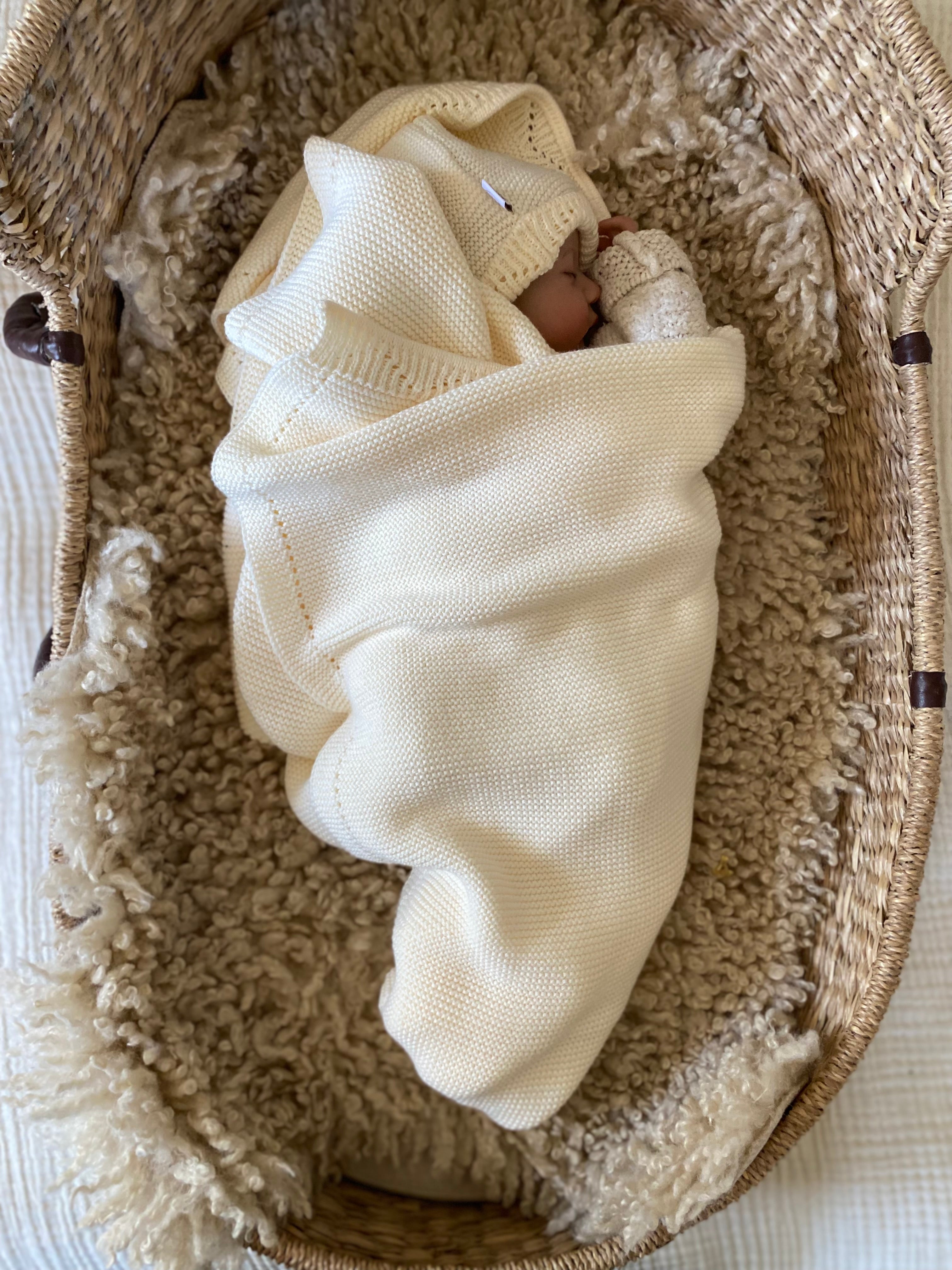 MiniLuna filt & mössa Ecru